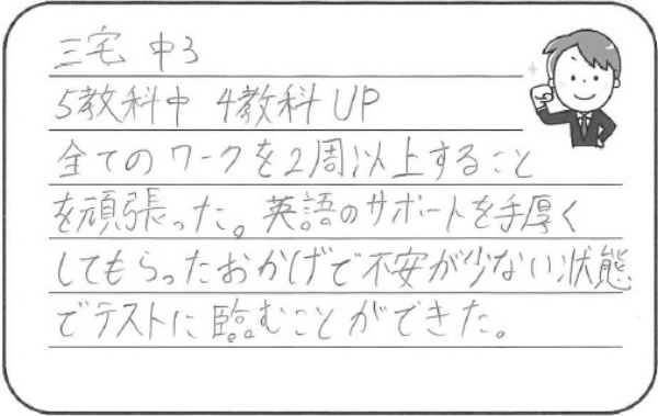 三宅中学校 中学3年生のコメント