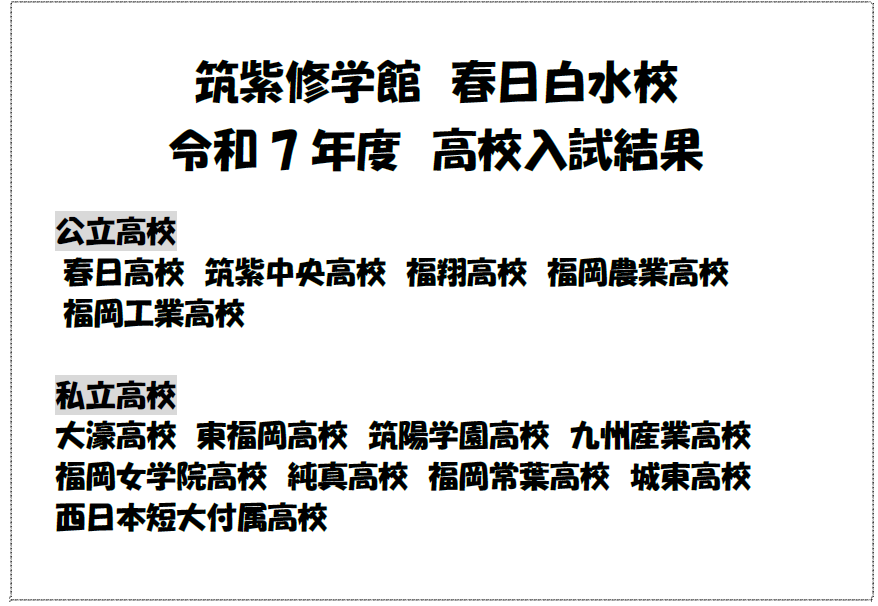 【受験結果】令和7年度高校入試結果が出そろいました！