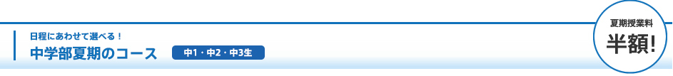 日程に合わせて選べる！中学部夏期のコース