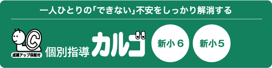 一人ひとりの「できない」不安をしっかり解消する 成績アップ保証付 個別指導カルゴ  新小6 新小5