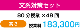 文系対策セット 80分授業×48回 高3 授業料 183,300円