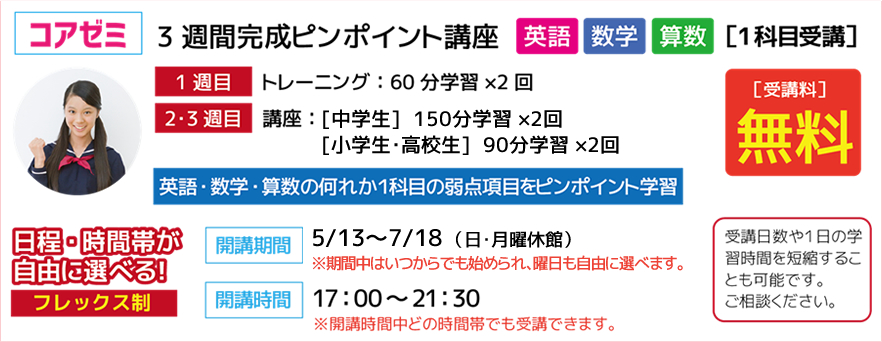 コアゼミ3週間完成ピンポイント講座