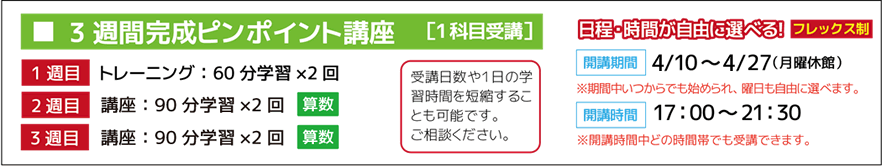 3週間完成ピンポイント講座