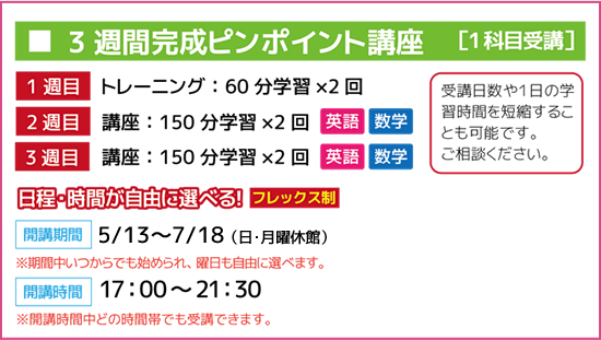 3週間完成ピンポイント講座