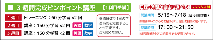 3週間完成ピンポイント講座