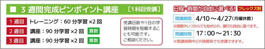 3週間完成ピンポイント講座