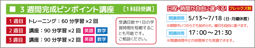 3週間完成ピンポイント講座