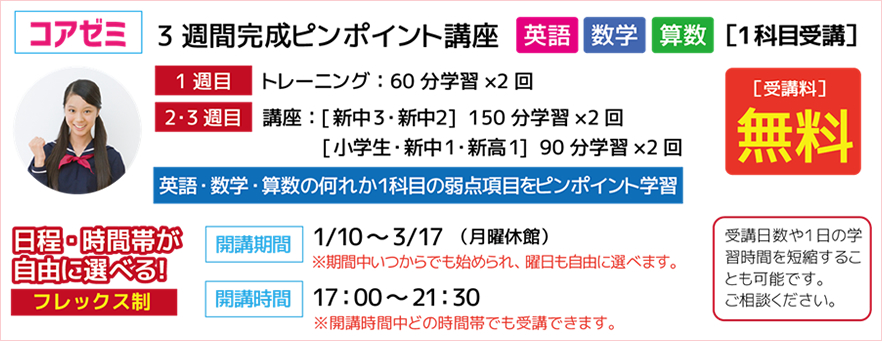 コアゼミ3週間完成ピンポイント講座