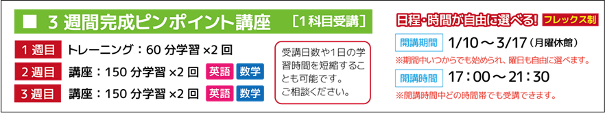 3週間完成ピンポイント講座