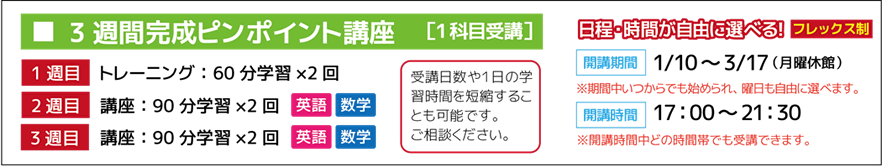 3週間完成ピンポイント講座