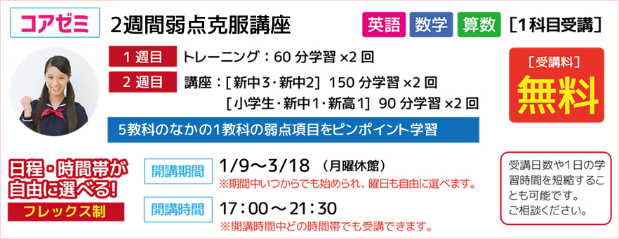 コアゼミ3週間完成ピンポイント講座