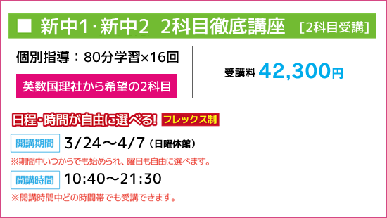 新中1・新中2 2科目徹底講座