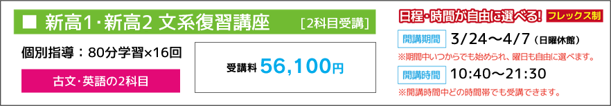 新高1・新高2 文系復習講座