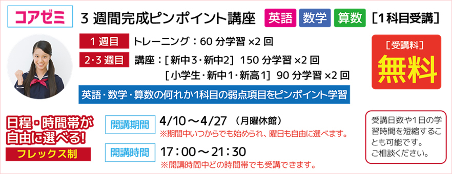 コアゼミ3週間完成ピンポイント講座