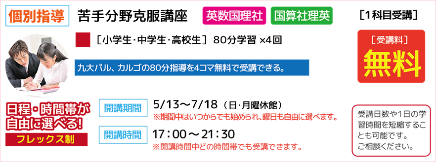 個別指導 苦手分野克服講座